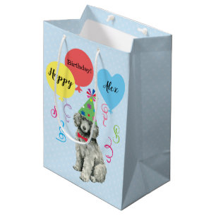Birthday Party Balloons Poodle Medium Gift Bag