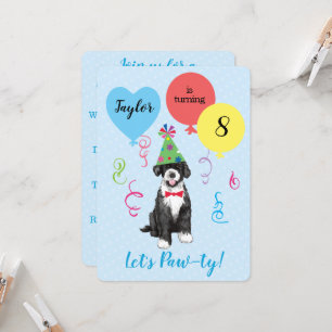 Birthday Party Balloons Portuguese Water Dog Invitation