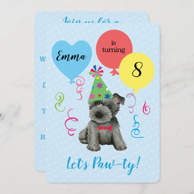 Birthday Party Balloons Scottish Terrier Invitation (Front/Back)