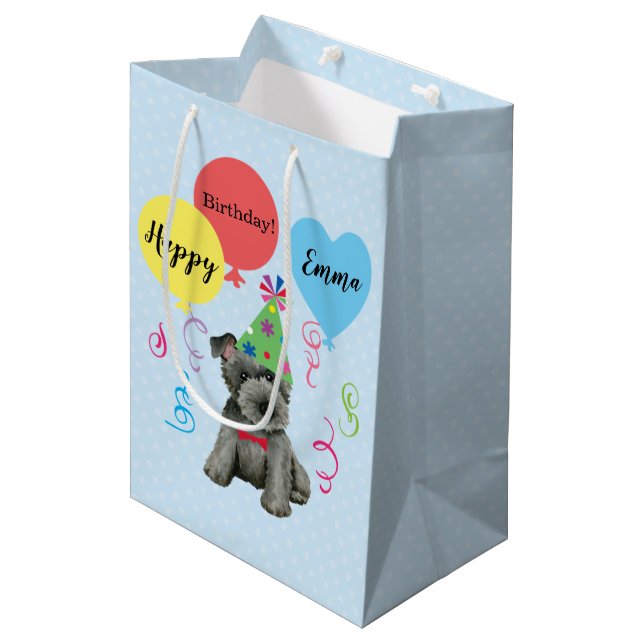 Birthday Party Balloons Scottish Terrier Medium Gift Bag (Front Angled)