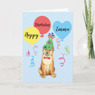 Birthday Party Balloons Shiba Inu Card
