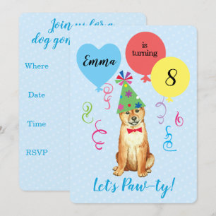 Birthday Party Balloons Shiba Inu Invitation