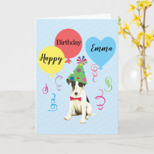 Birthday Party Balloons Smooth Fox Terrier Card