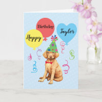 Birthday Party Balloons Vizsla Card