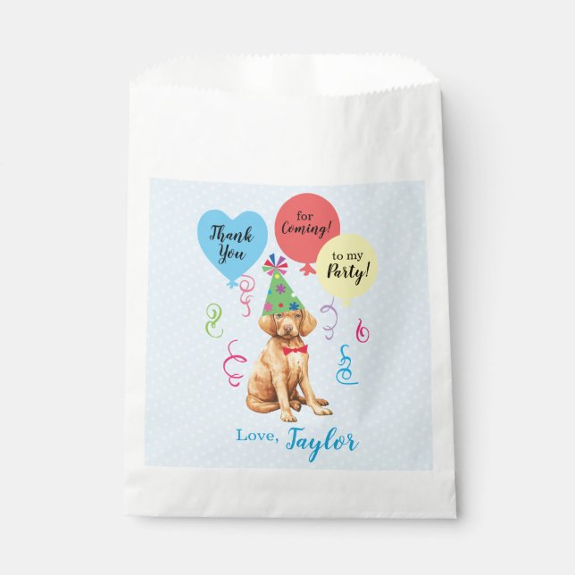 Birthday Party Balloons Vizsla Favour Bag (Front)