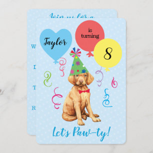 Birthday Party Balloons Vizsla Invitation