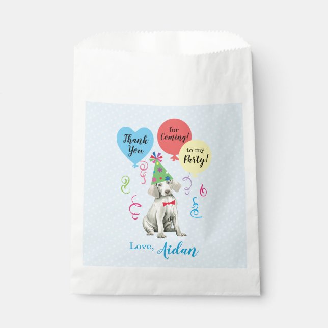 Birthday Party Balloons Weimaraner Favour Bag (Front)