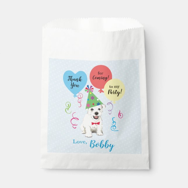 Birthday Party Balloons Westie Favour Bag (Front)