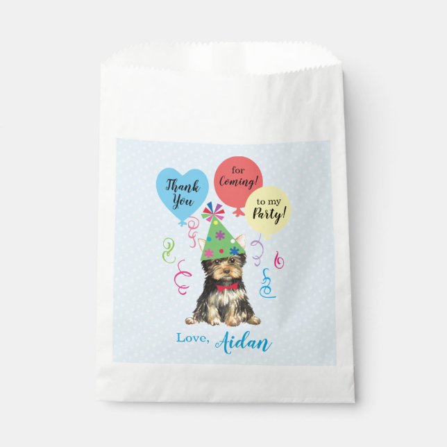 Birthday Party Balloons Yorkie Favour Bags (Front)