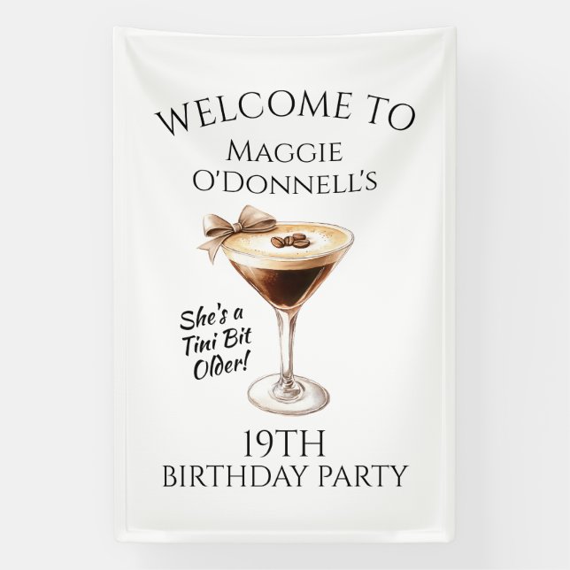 Birthday Party Banner 19th Espresso Martini (Vertical)