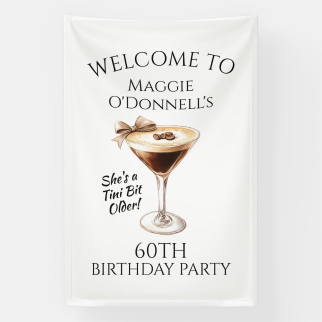 Birthday Party Banner 60th Espresso Martini (Vertical)