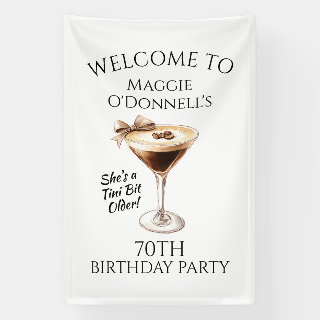 Birthday Party Banner 70th Espresso Martini (Vertical)