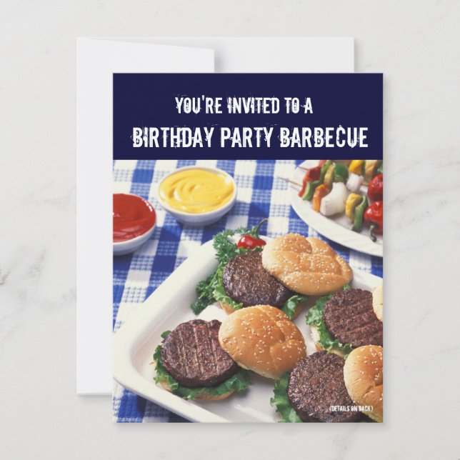 Birthday Party Barbecue, Burgers Invitation (Front)