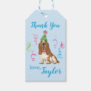 Birthday Party Basset Thank You Gift Tags