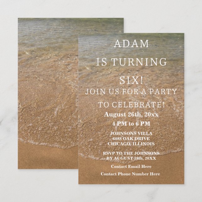 Birthday Party Beach Nautical Custom Trendy Scenic Invitation (Front/Back)