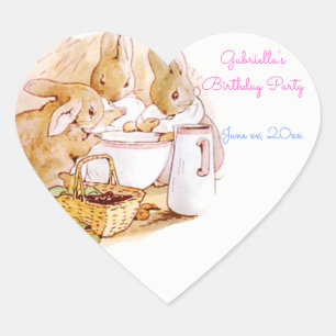 Birthday Party Beatrix Potter, Custom Heart Sticker