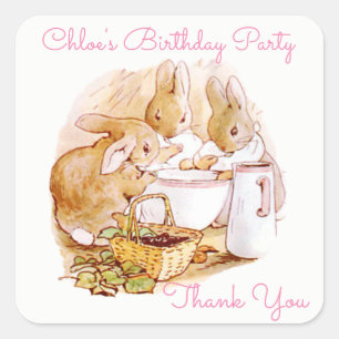 Birthday, Party Beatrix Potter, Custom Square Sticker