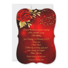 Birthday Party Beautiful Red Rose Floral Gold