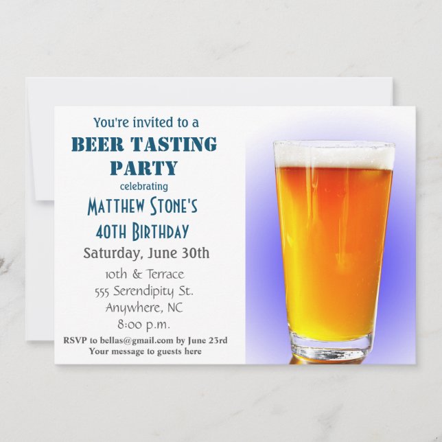 Birthday Party Beer Tasting Invitation (Front)