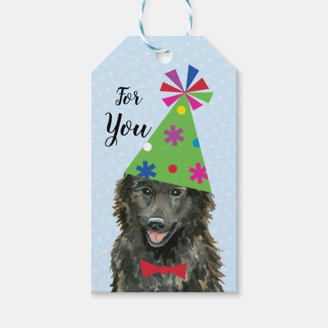 Birthday Party Belgian Sheepdog Gift Tags (Front)