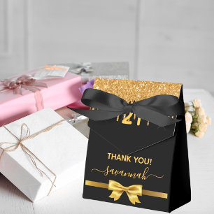 Birthday party black glitter sparkle thank you favour box