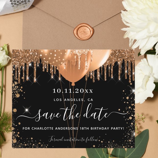 Birthday party black gold budget save the date flyer (Creator Uploaded)