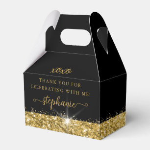 Birthday Party Black Gold Confetti Glitter Favour Box