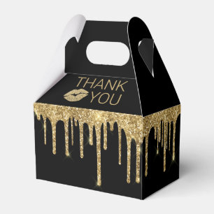 Birthday Party Black Gold Drips Thank You Favour Box