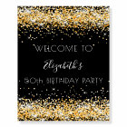 Birthday party black gold glitter sparkles welcome