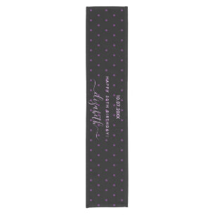 Birthday party black purple glitter dots pattern short table runner