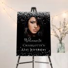 Birthday party black silver photo welcome