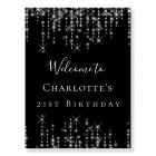 Birthday party black silver stars welcome