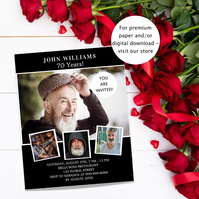 Birthday party black white photo budget invitation (Creator Uploaded)