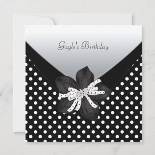 Birthday Party Black White Spot Invitation