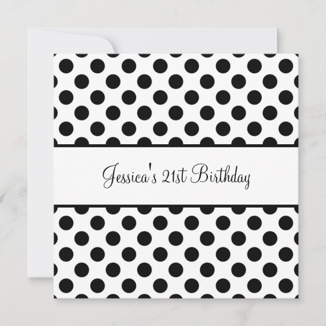 Birthday Party Black & White Spots Invitation (Front)