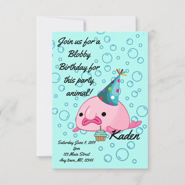 Birthday Party Blobfish Invitation (Front)