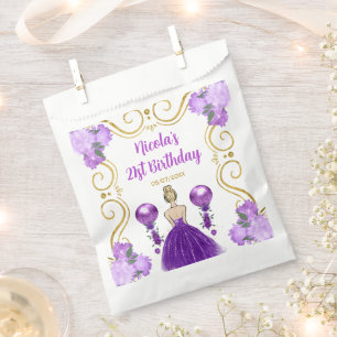 Birthday Party Blonde Princess in Purple Favour Bags