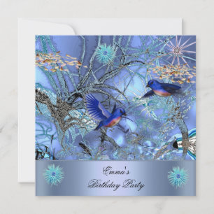 Birthday Party Blue Birds Enchanted Invitation