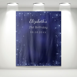 Birthday party blue glitter dust photo backdrop tapestry
