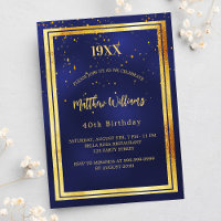 Birthday party blue gold year birth luxury