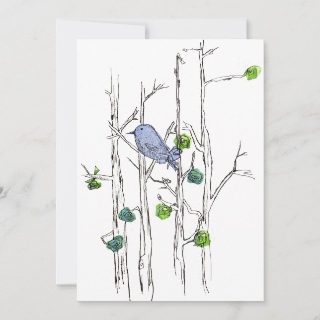 Birthday Party Bluebird Tree Nature Art Invitation (Front)