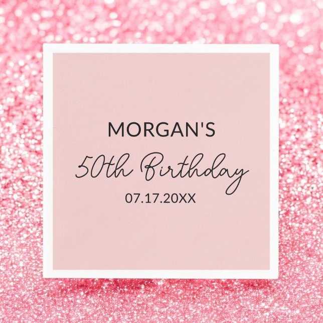 Birthday Party Blush Pink Cute Name Napkin (Creator Uploaded)