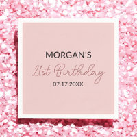 Birthday Party Blush Pink Cute Name