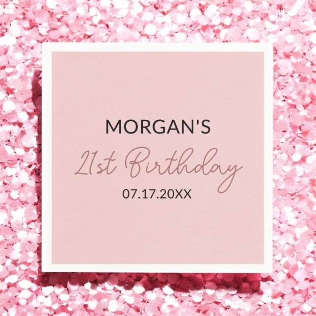 Birthday Party Blush Pink Cute Name Napkin (Creator Uploaded)