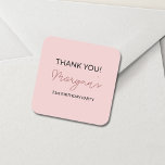 Birthday Party Blush Pink Cute Thank You Square Sticker<br><div class="desc">Add a charming touch to your party favours with our Birthday Party Blush Pink Cute Thank You Classic Round Sticker. Featuring a delightful blush pink background and a playful script font, these stickers are perfect for expressing gratitude to your guests. Use them to seal envelopes, decorate gift bags, or add...</div>