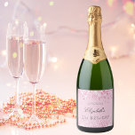 Birthday party blush pink glitter dust name sparkling wine label<br><div class="desc">A wine label for a girly and glamourous 21st (or any age) birthday party.  Blush pink background with faux glitter dust. Personalise and add a date,  name and age 21. The name is written with an elegant hand lettered style script.</div>