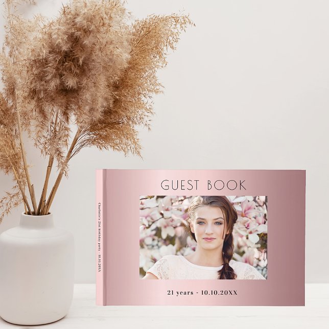 Birthday party blush pink photo collage guest book (Creator Uploaded)