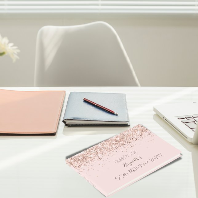 Birthday party blush pink rose gold  guest book (Creator Uploaded)
