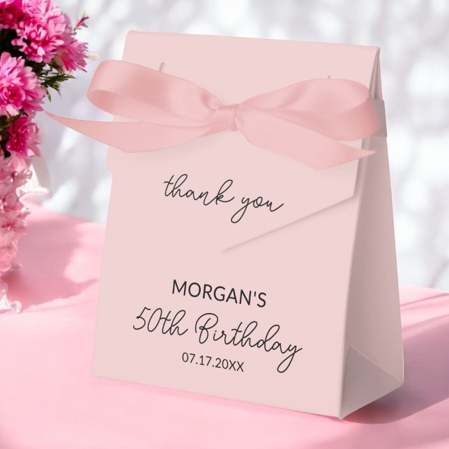 Birthday Party Blush Pink Thank You Name Favour Box (Creator Uploaded)