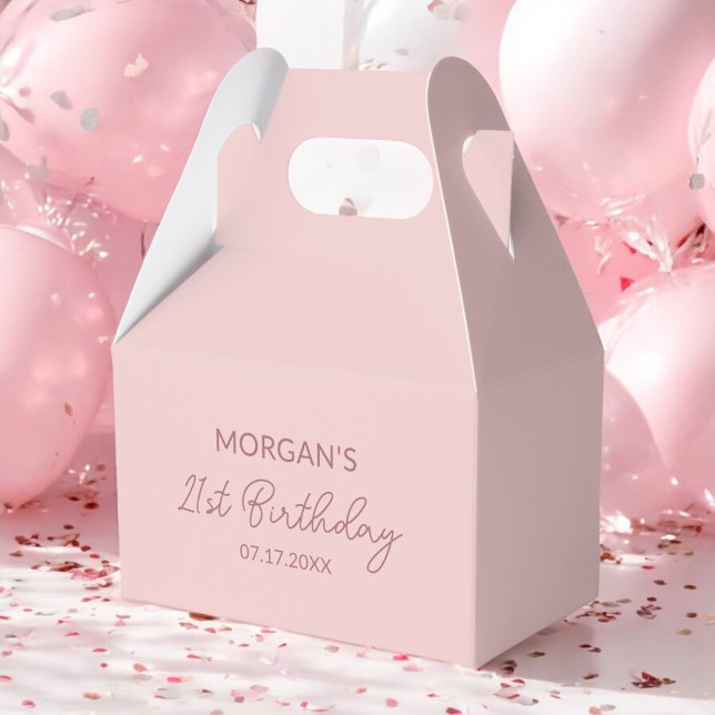 Birthday Party Blush Pink Thank You Name Favour Box (Creator Uploaded)